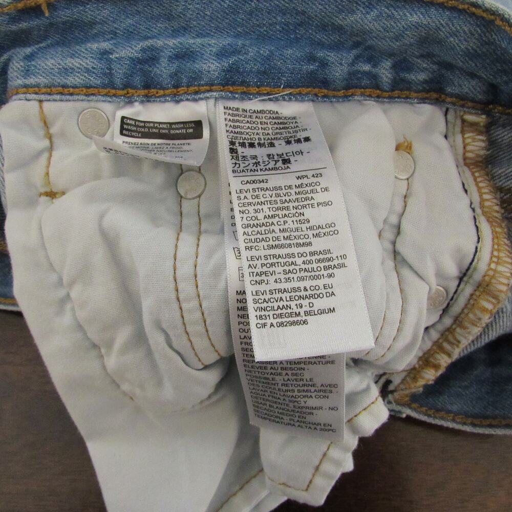 Levi's 501 Original Raw Hem Distressed Cut Off Denim Shorts Light Wash W28 - Picture 7 of 8